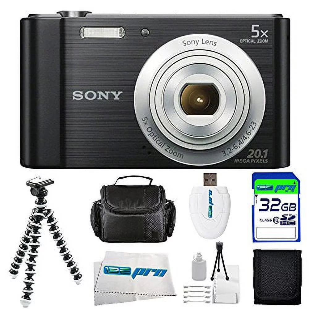 Black Digital Camera with 32GB Accessory Bundle Q410355
