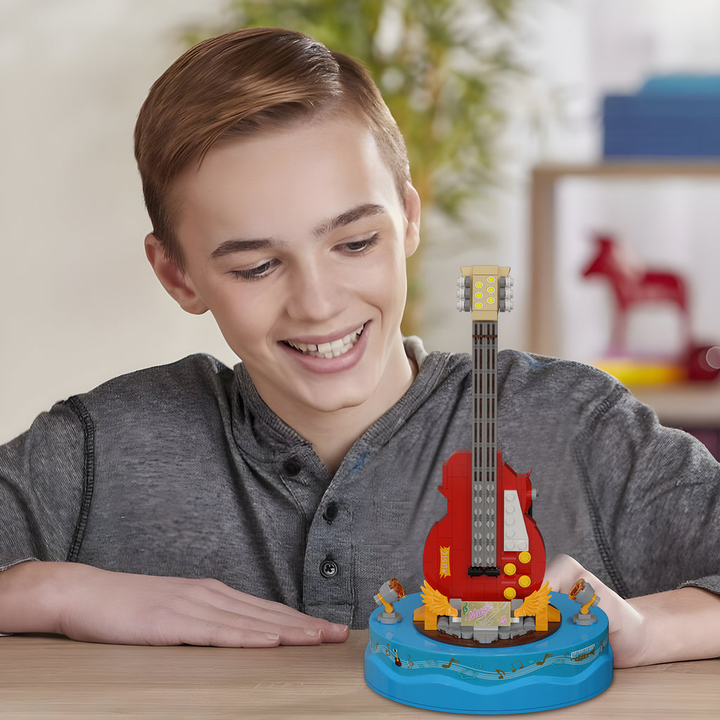 Guitar Model Building Set with Music Box Construction Creative Toys (308 Pcs) K83717