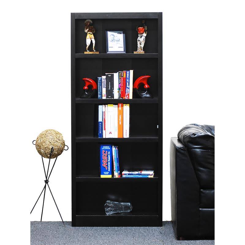 Espresso 5-Shelf Wood Bookcase B845614