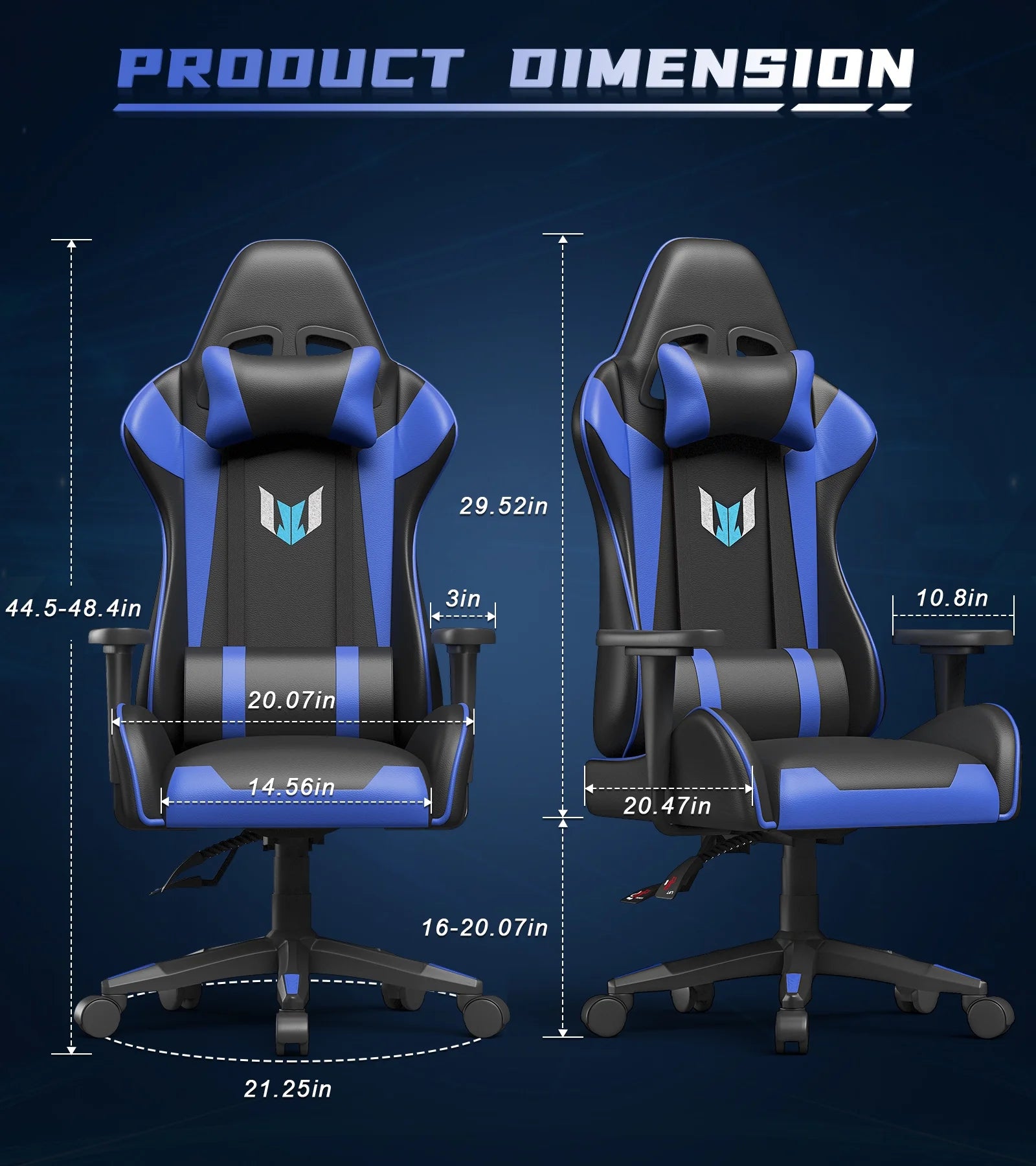 Blue Ergonomic Gaming Chair with Lumbar Support & Headrest C16526