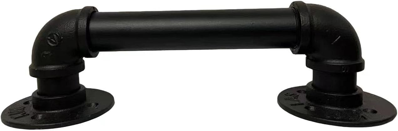 Black Galvanized Pipe Staircase Wall Handrail 5FT U159708