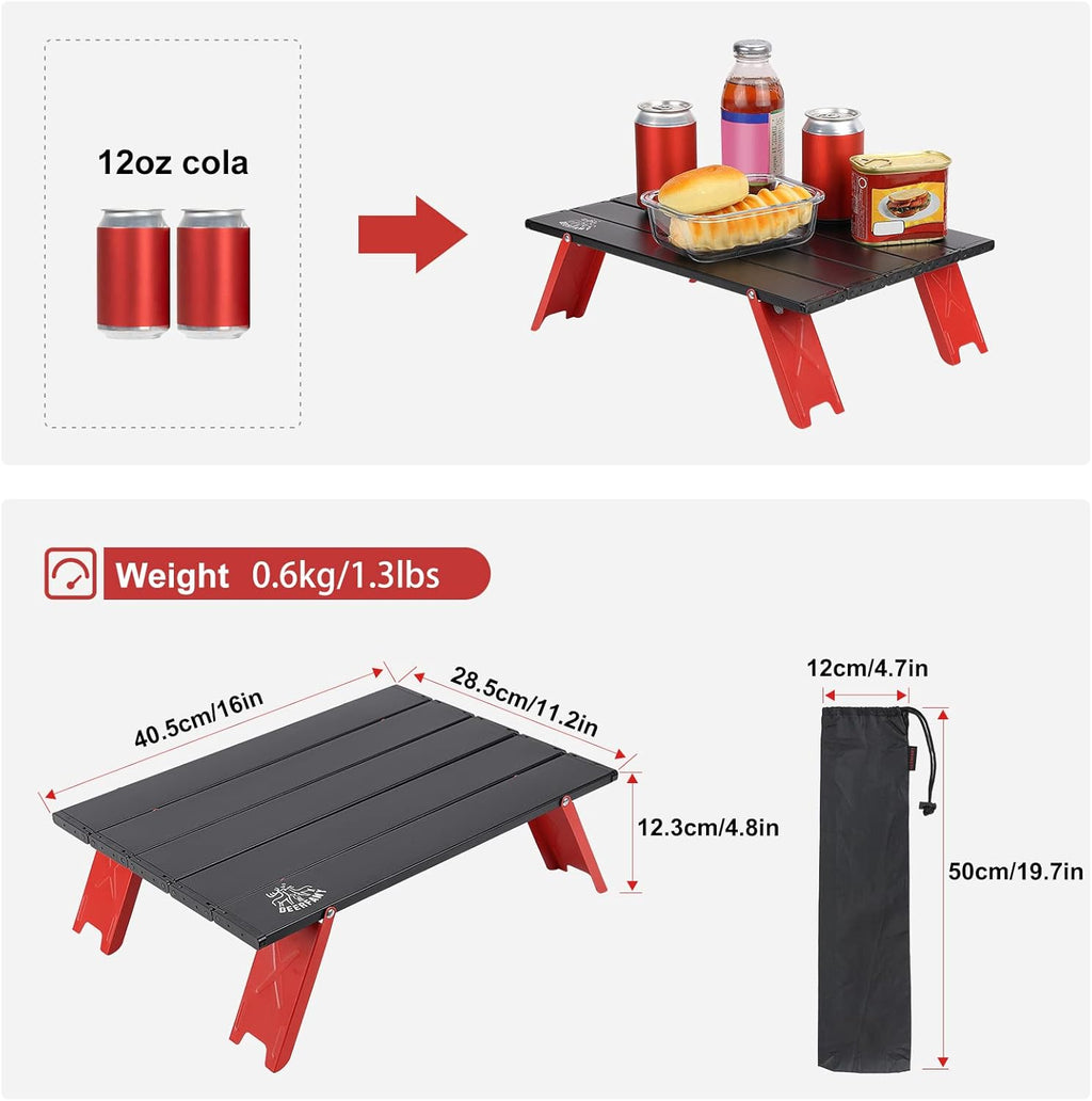 Black Ultralight Aluminum Folding Camping Table with Carrying Bag S4115