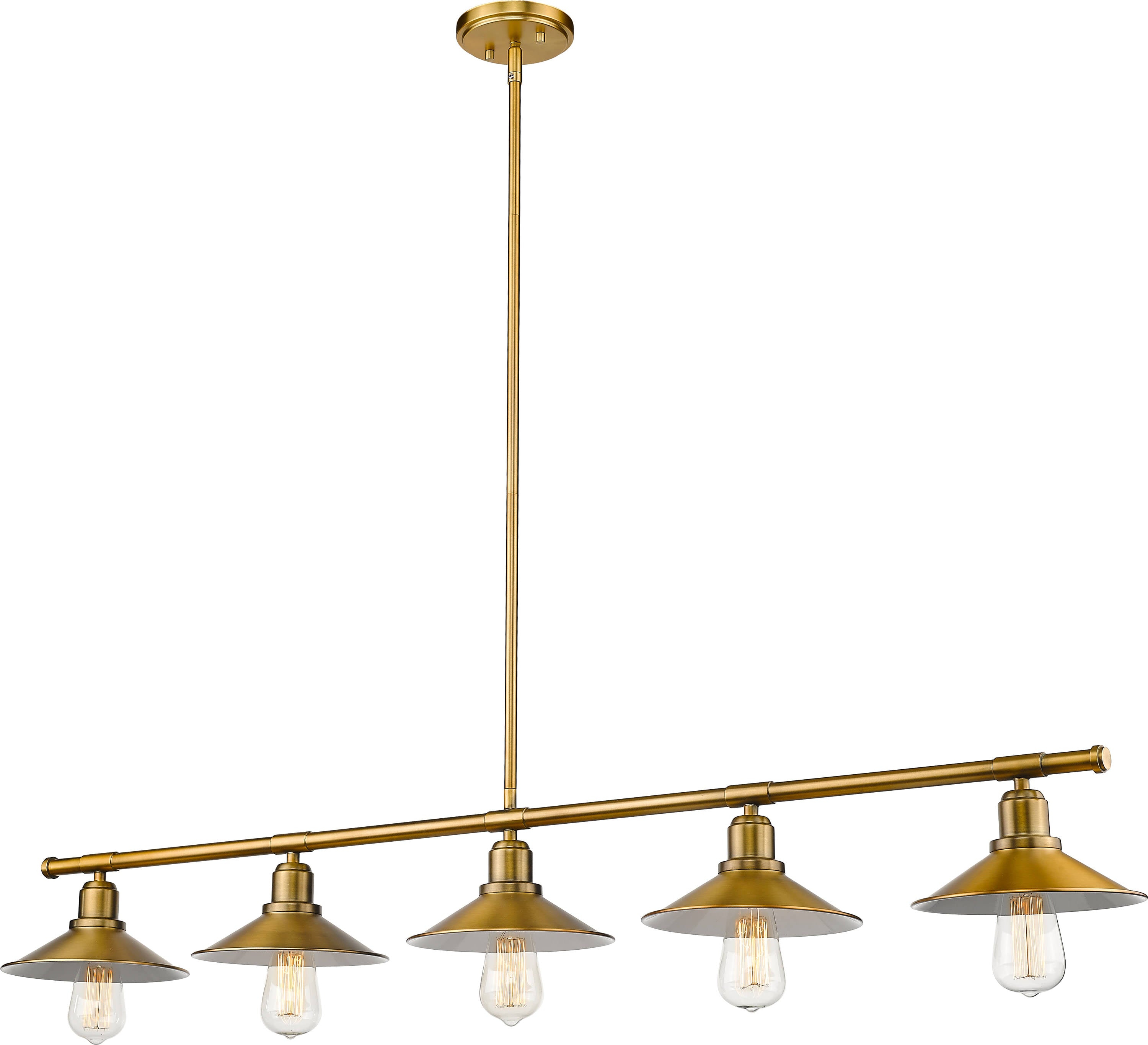 5 Light Island/Billiard in Factory Brass N89911