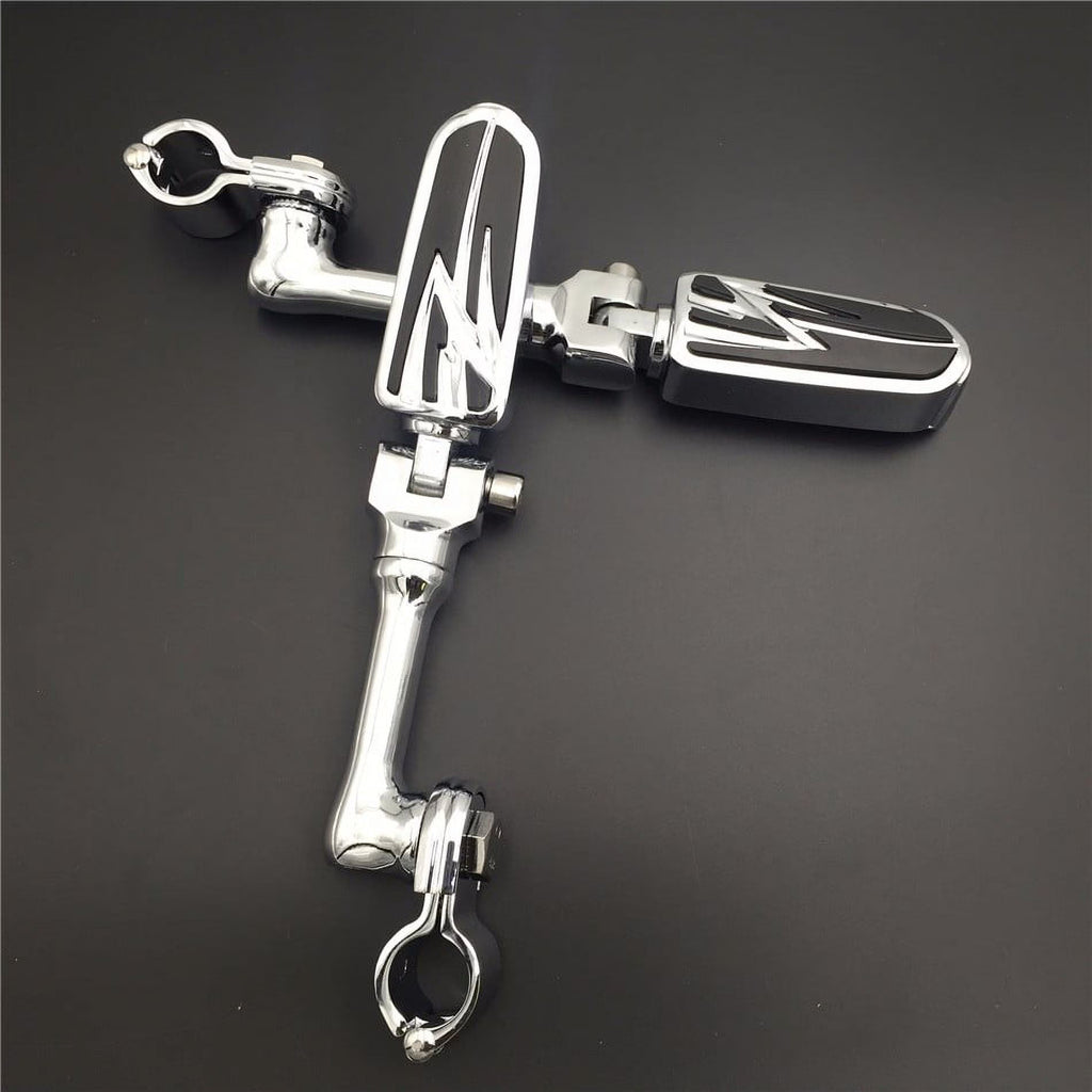 Chrome Angled Mounting Kit Foot Peg for Bike with 1.25" Front Engine Guard Frame Tube A366