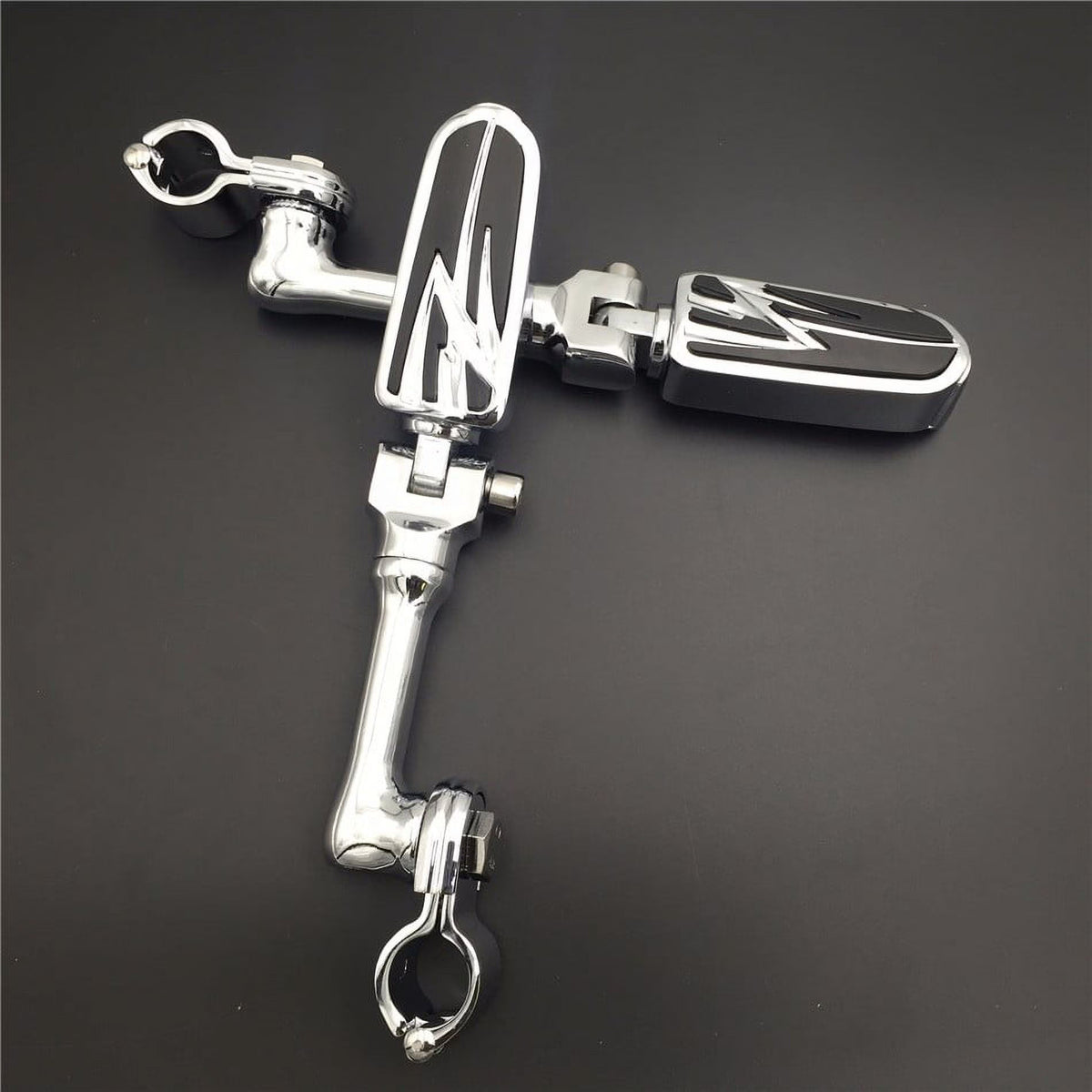Chrome Angled Mounting Kit Foot Peg for Bike with 1.25" Front Engine Guard Frame Tube A366