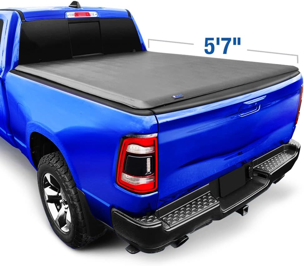 Soft Roll Up Truck Bed Tonneau Cover for 2019-2022 Ram 1500, 6'4" Bed, Black A16414