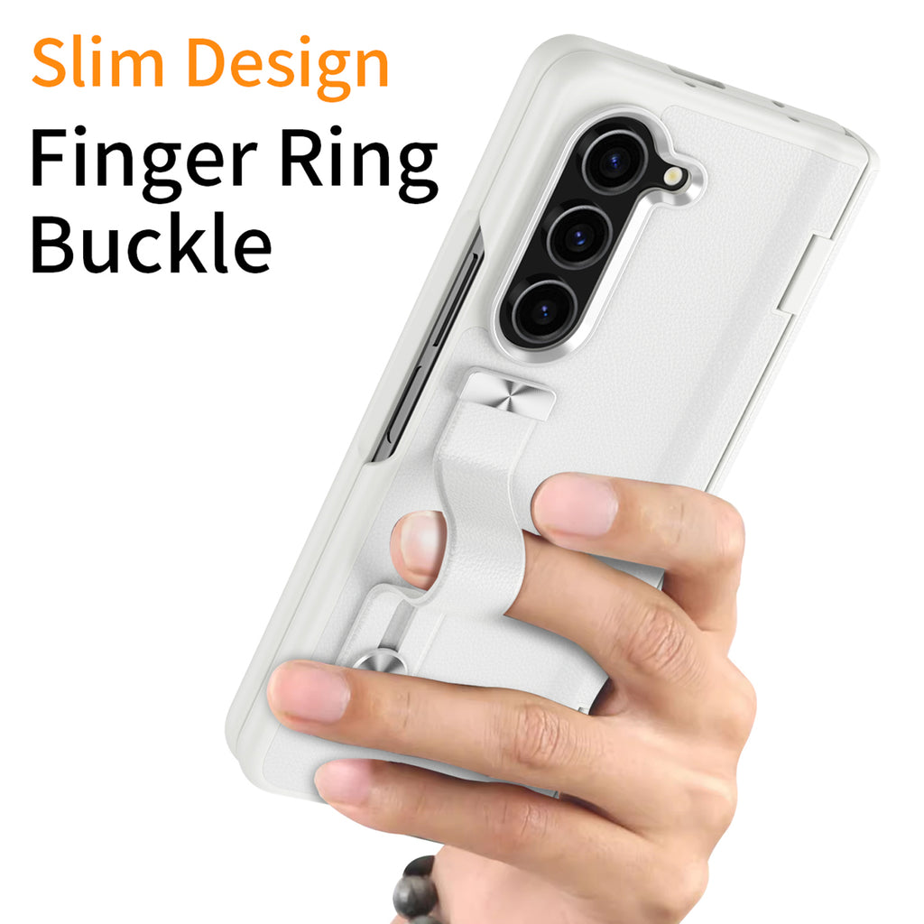 White Slim PU Leather Shockproof Case for Samsung Galaxy Z Fold5 C593395