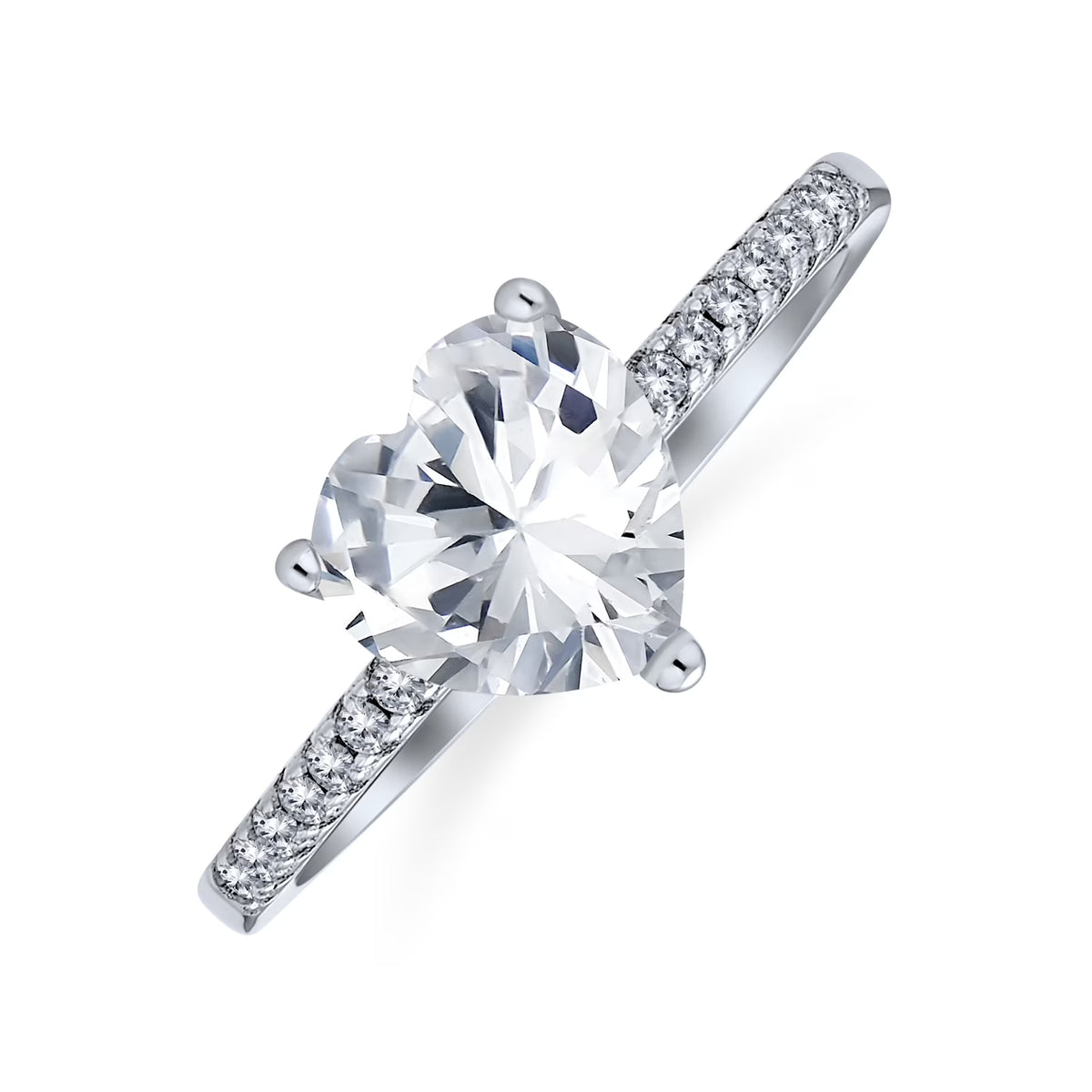 2.5CT Heart Solitaire CZ Engagement Ring .925 Sterling Silver Ring J721