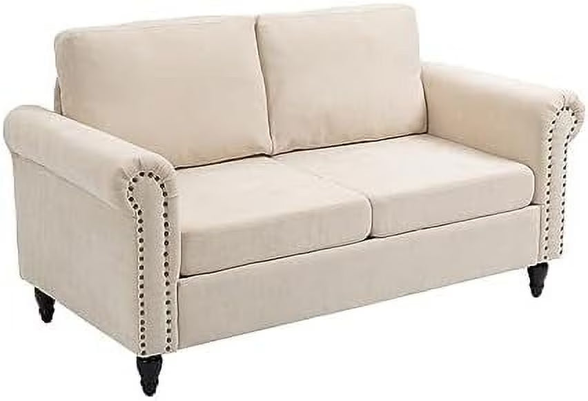 Chenille Fabric Loveseat Sofa with Solid Wood Legs M5337