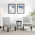 3pc Gray Fabric Upholstered Side Table and 2 Chairs X702