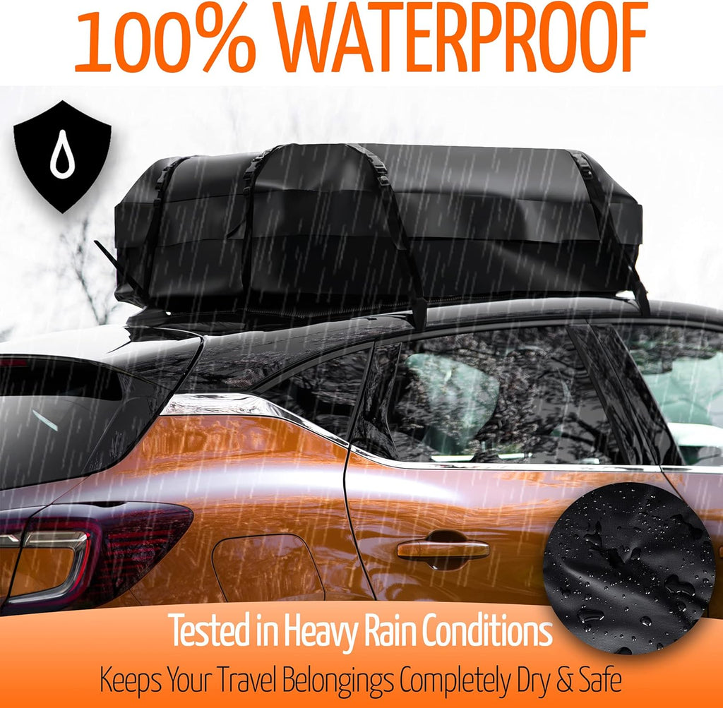 Car Roof Cargo Bag Water Resistant with Anti Slip Mat, 8 Straps G660