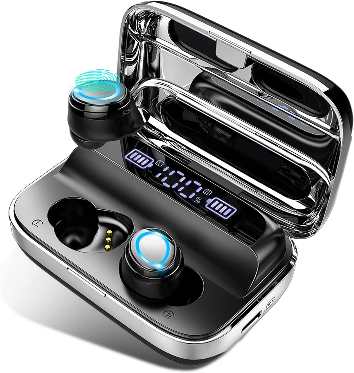 Wireless Earbuds with 140H Playtime, IP7 Waterproof, USB-C Charging Case, Pack of 2 W761436