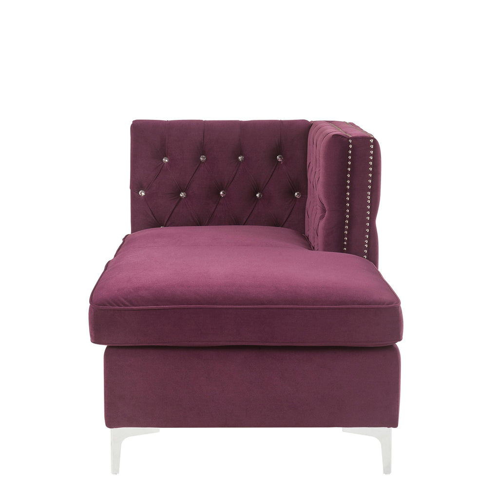 Burgundy Velvet Modular Sectional Chaise U454