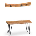 Hairpin Natural Live Edge Bench with Coat Hook Set Y89841