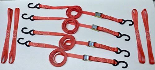 8 PC Heavy Duty Motorcycle ATV Cam Lock Tie-Down Strap Kit Red P31622