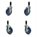 5 inch Blue Polyurethane Swivel Caster Set 2 Brake Y576220