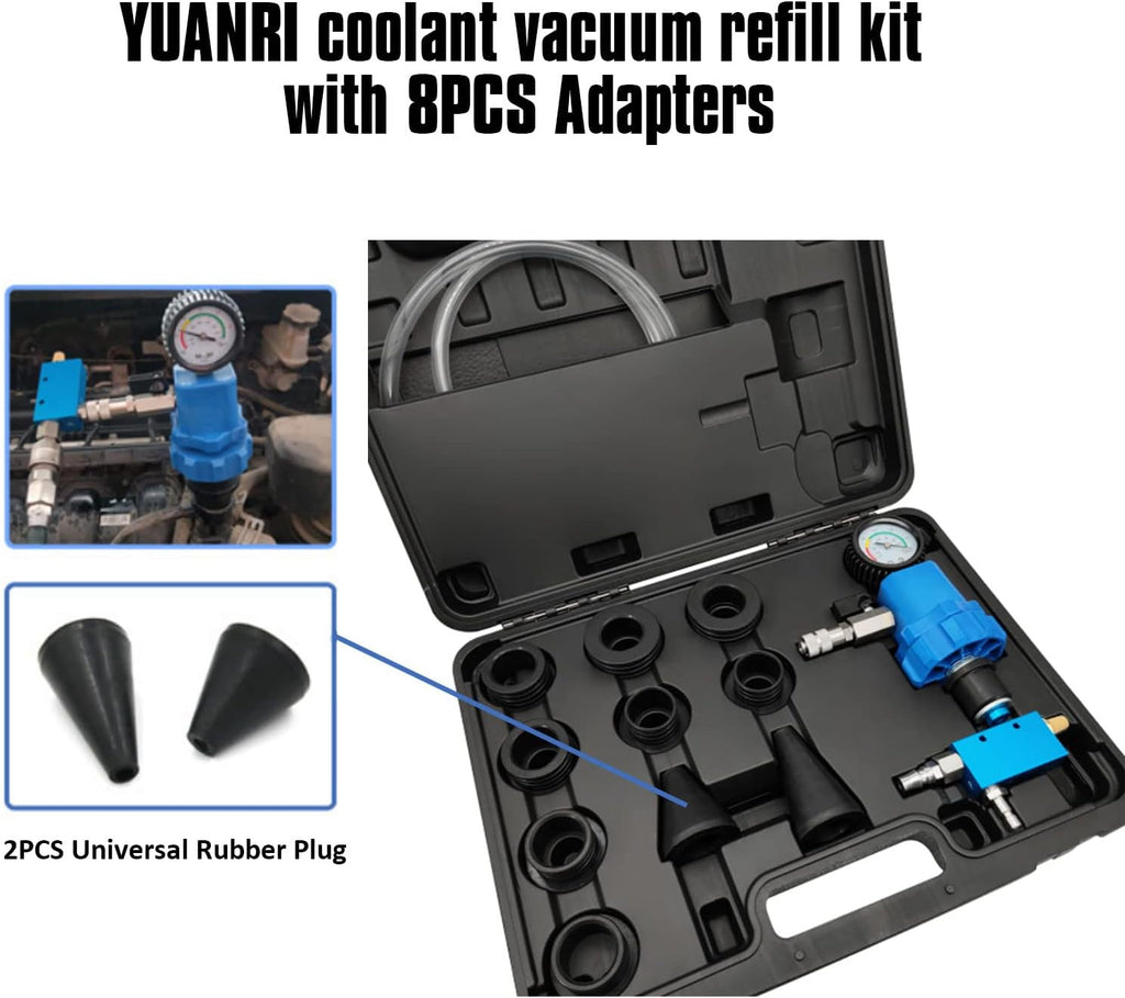 Coolant Vacuum Refill Kit with Pressure Gauge and 8PCS Rubber Adapters R424074
