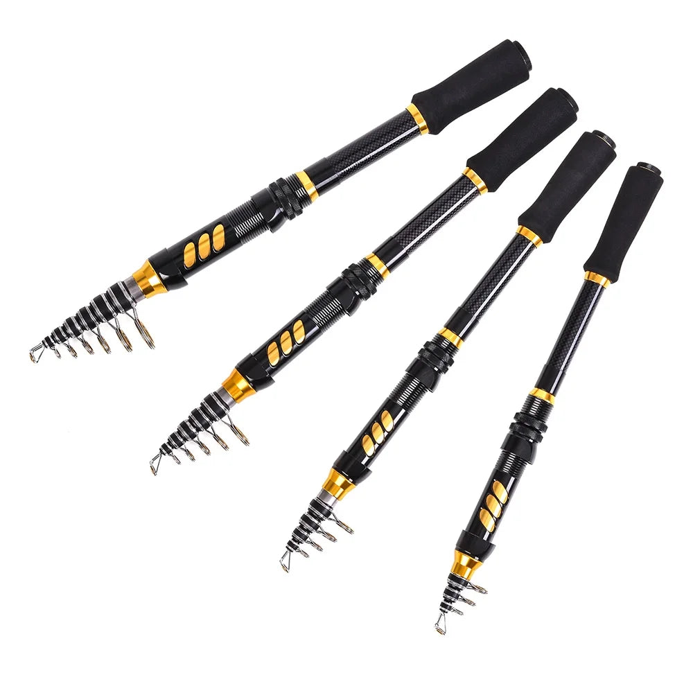 Telescopic Spinning Rod Combo Kit 2PCS with Reel Line Lures Case H2477