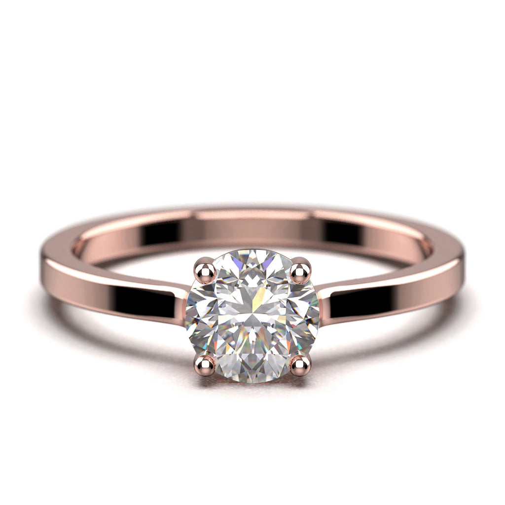 1.00 Carat Round Cut Moissanite Solitaire Engagement Ring in 10k Solid Rose Gold A8739