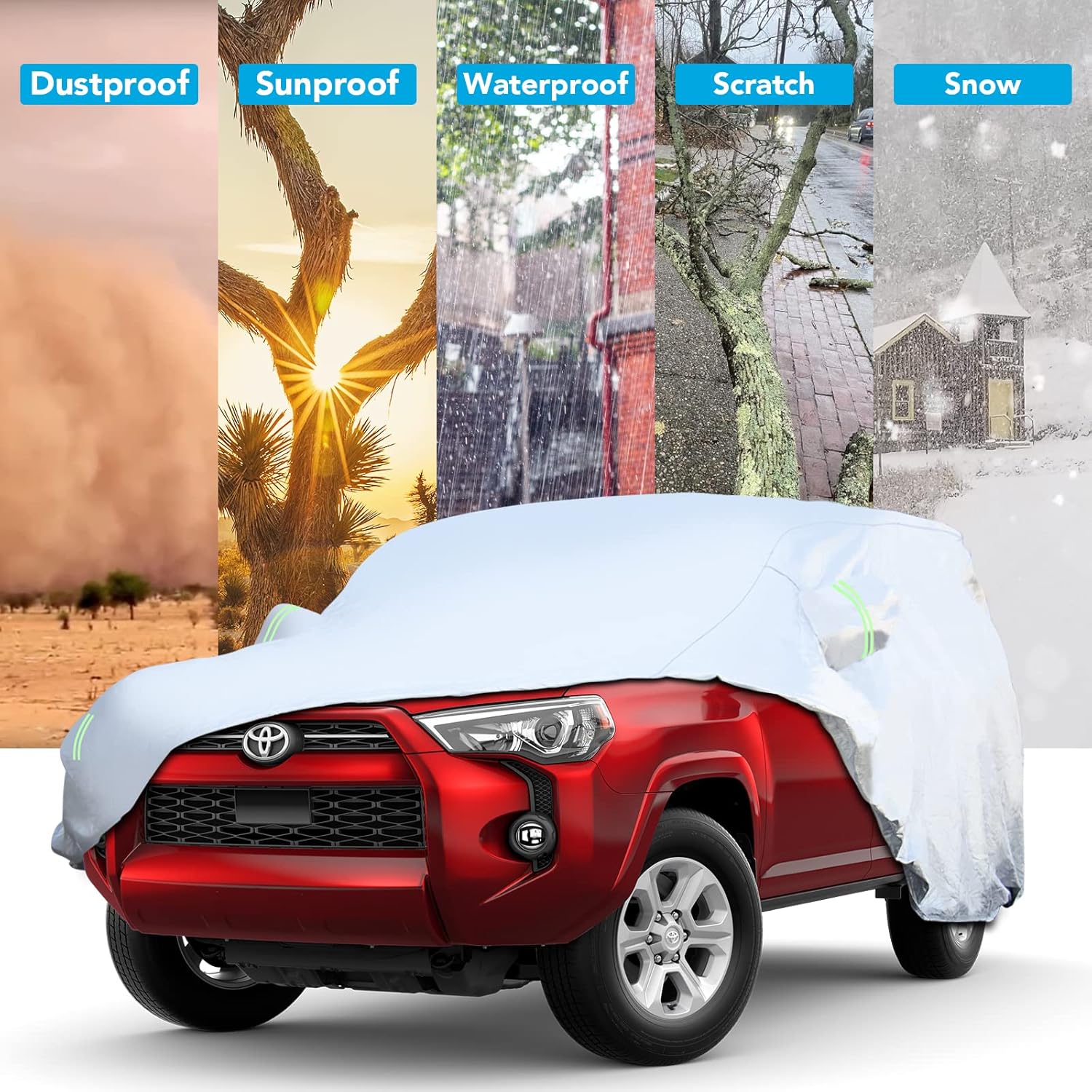 6 Layers All Weather Waterproof Outdoor Full Exterior Car Cover with Zipper M116