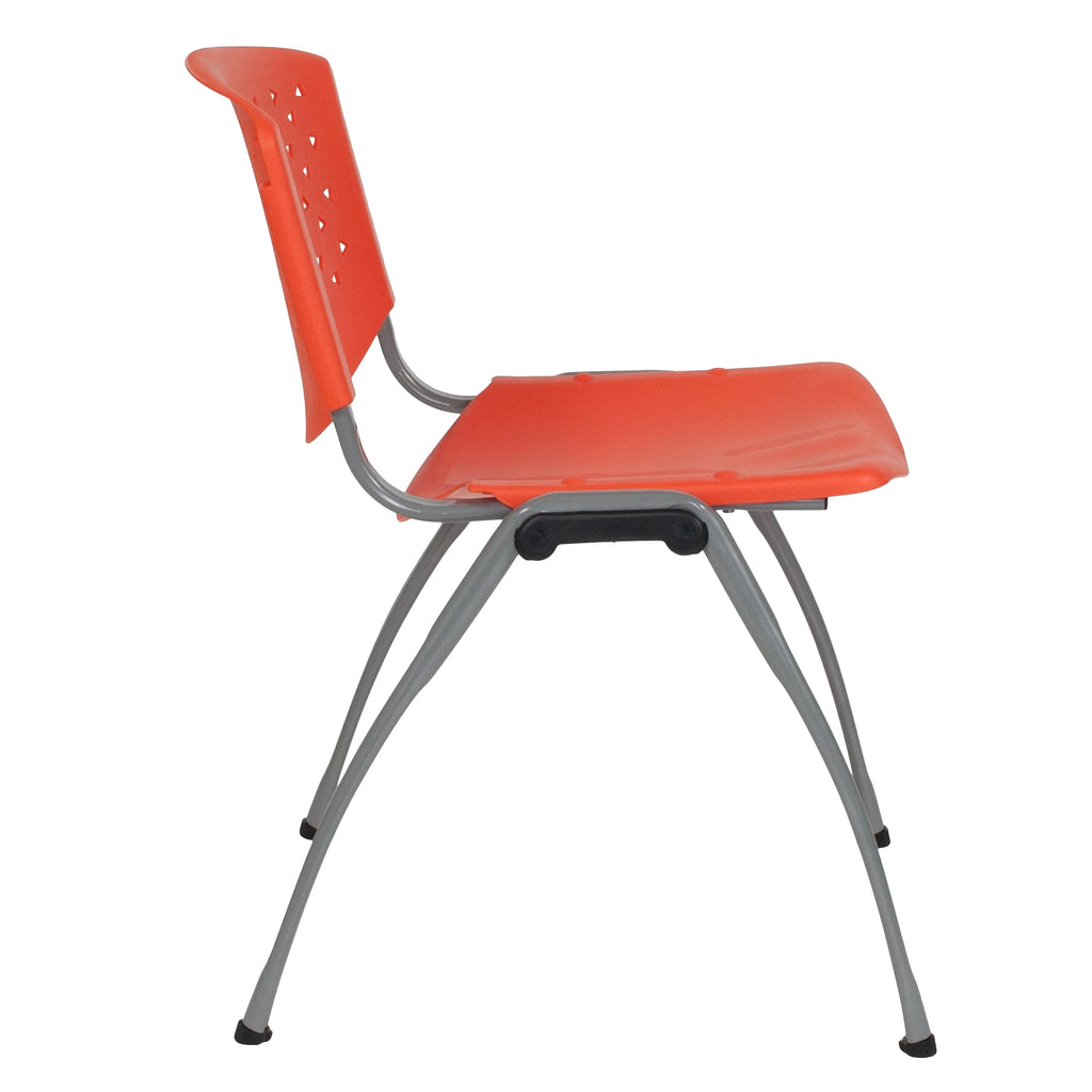 Orange Plastic Stack Chair with Perforated Back X6121