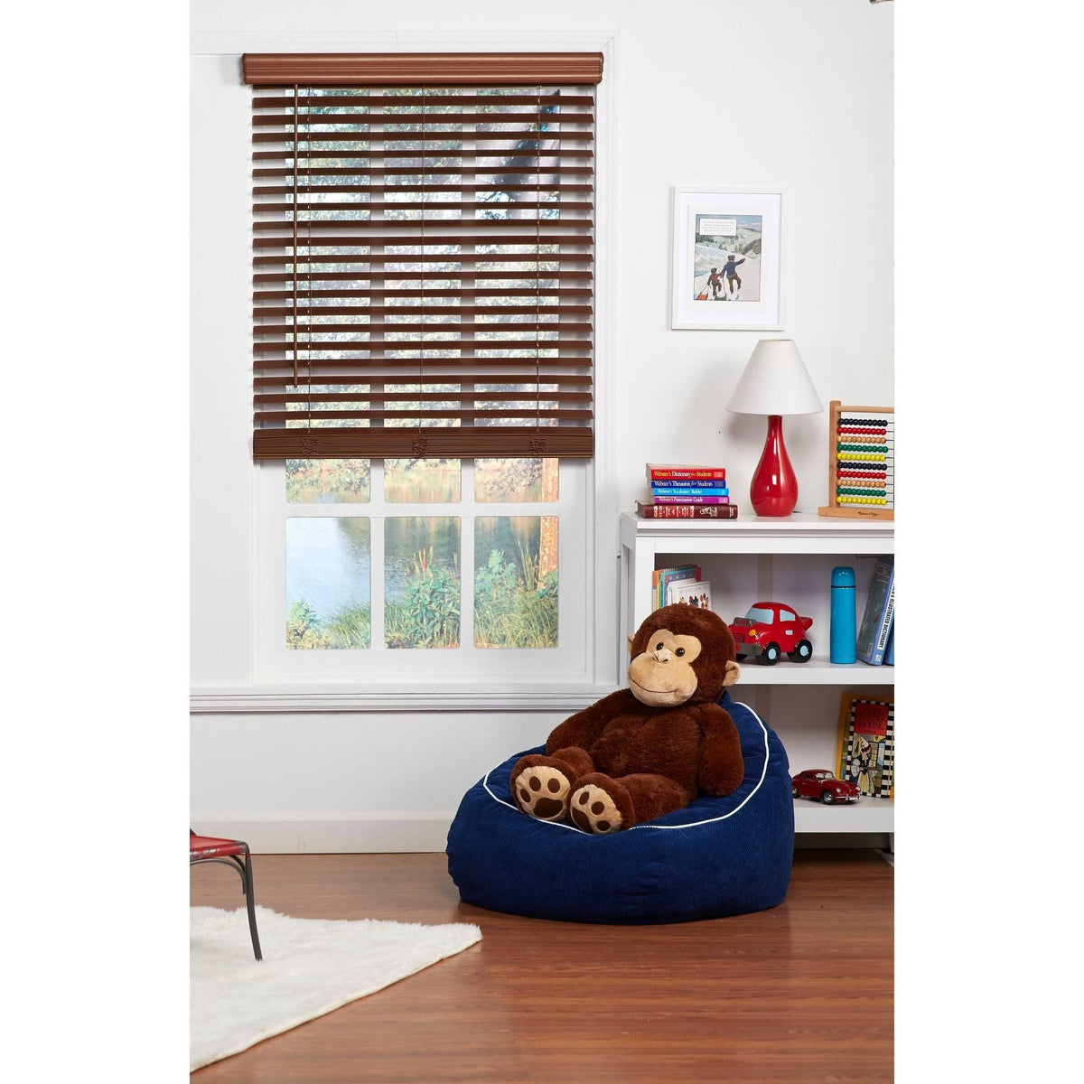 Dark Oak Cordless Faux Wood Blind B34689