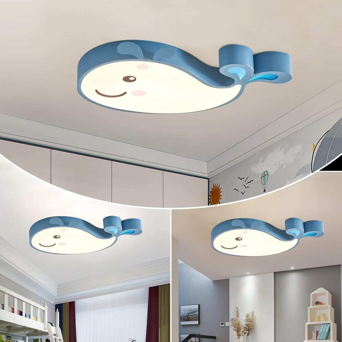 Blue Cartoon Whale Flush Mount Ceiling Light V712289