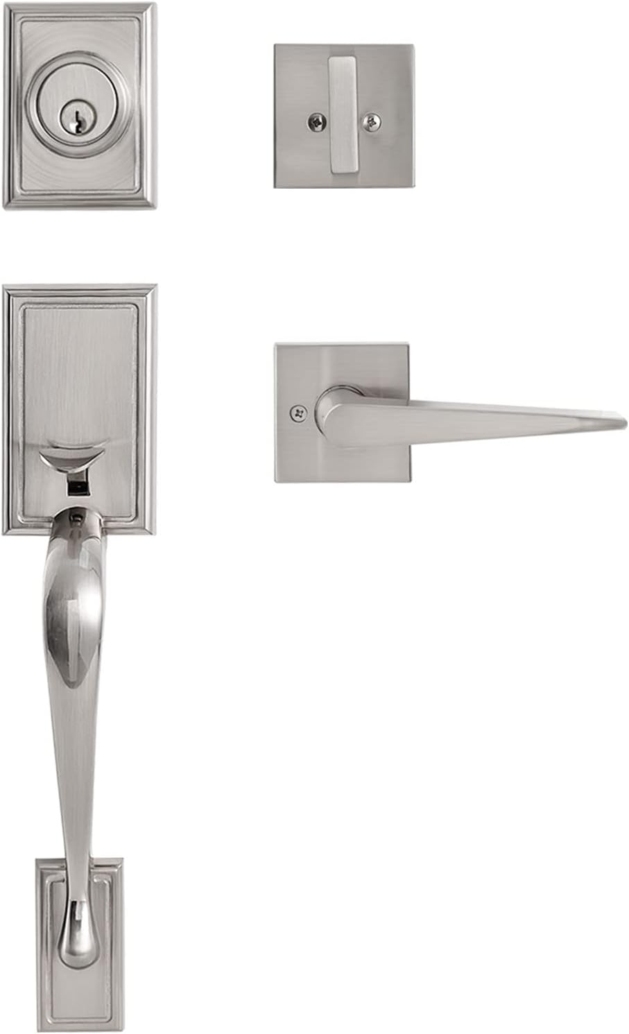 Matte Black Front Door Handle Set with Lock, Pack of 2 V4985