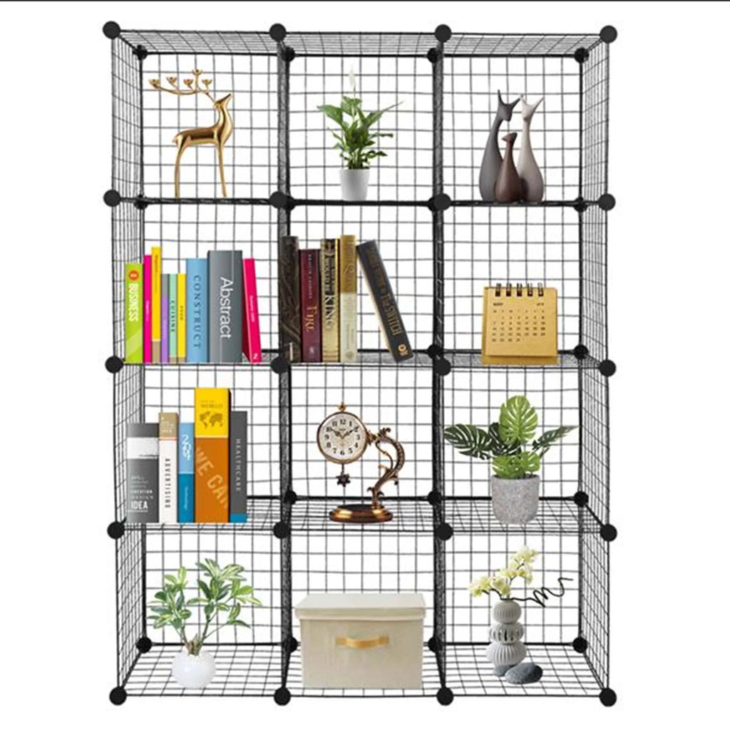 12-Cube Metal Wire Cube Storage Shelves Organizer Bookcase E410