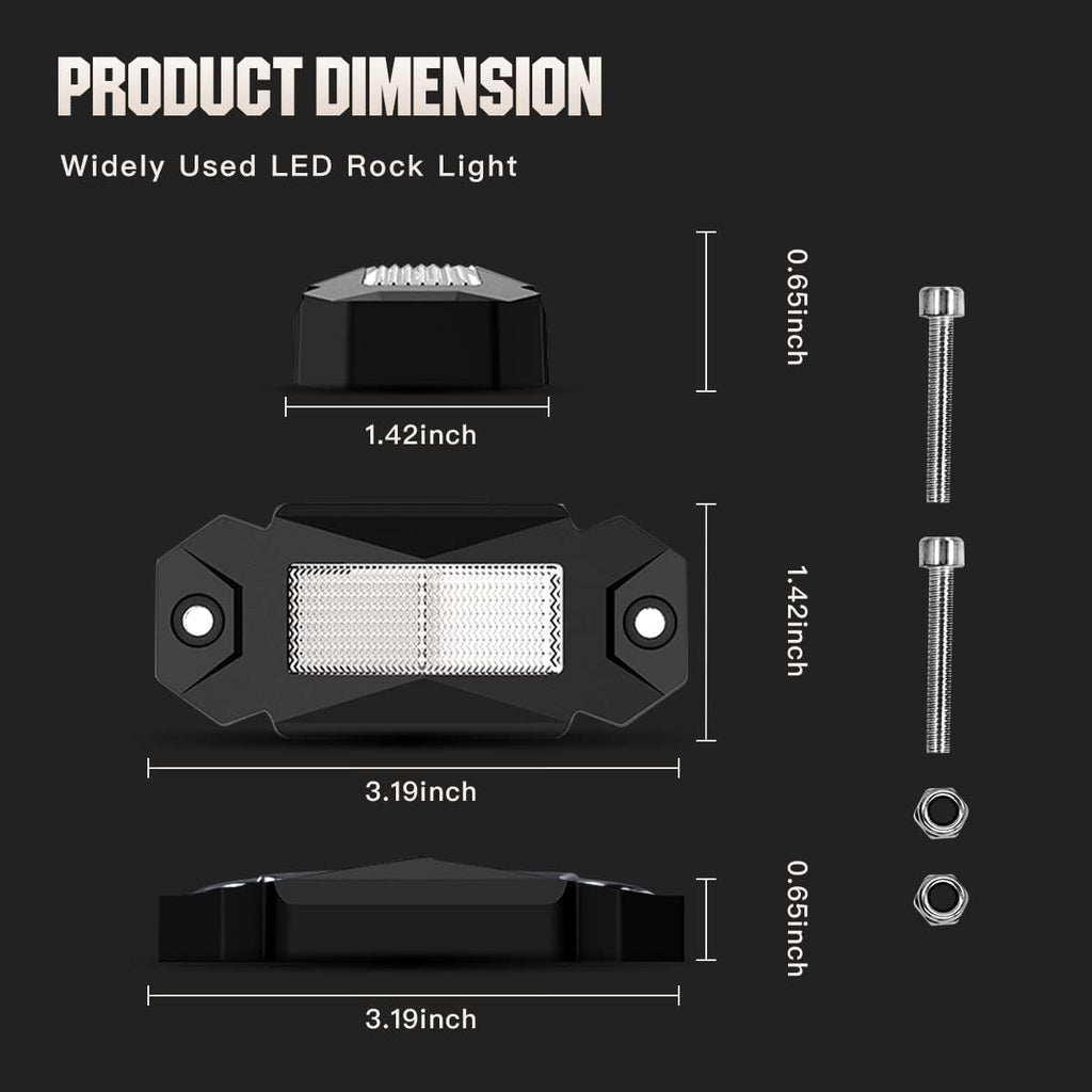 White LED Rock Lights 8PCS Pack of 2 Z9142