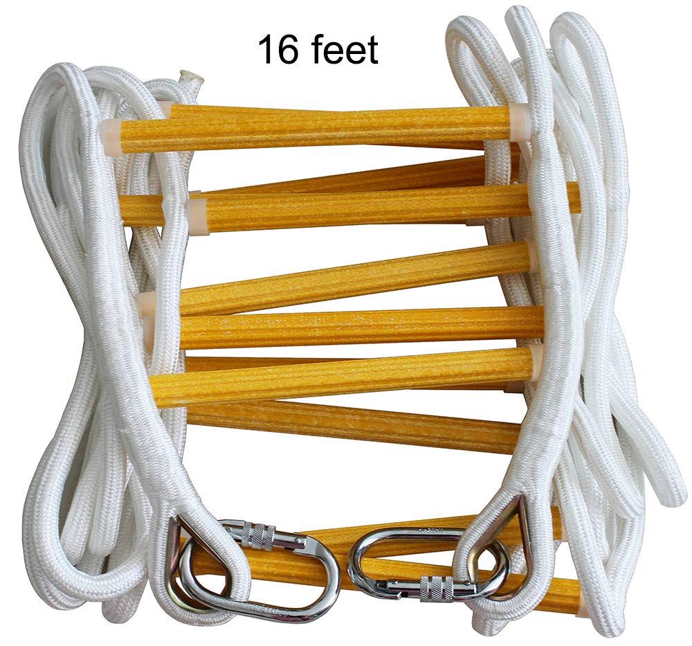 16 ft Flame Resistant Fire Escape Rope Ladder with Hooks I624668