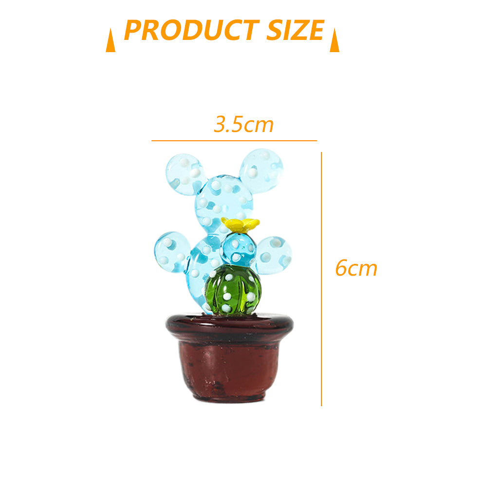 Handmade Blown Glass Cactus Figurines Desk Decorations K153237
