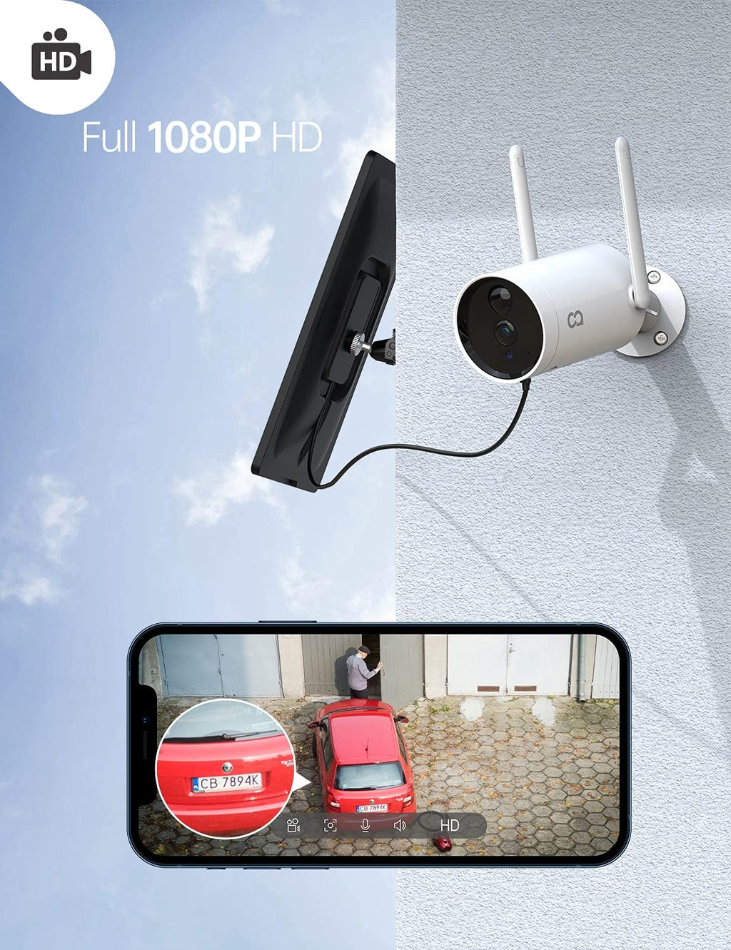 Wireless Solar Powered 1080P Outdoor Security Camera with Night Vision C6859