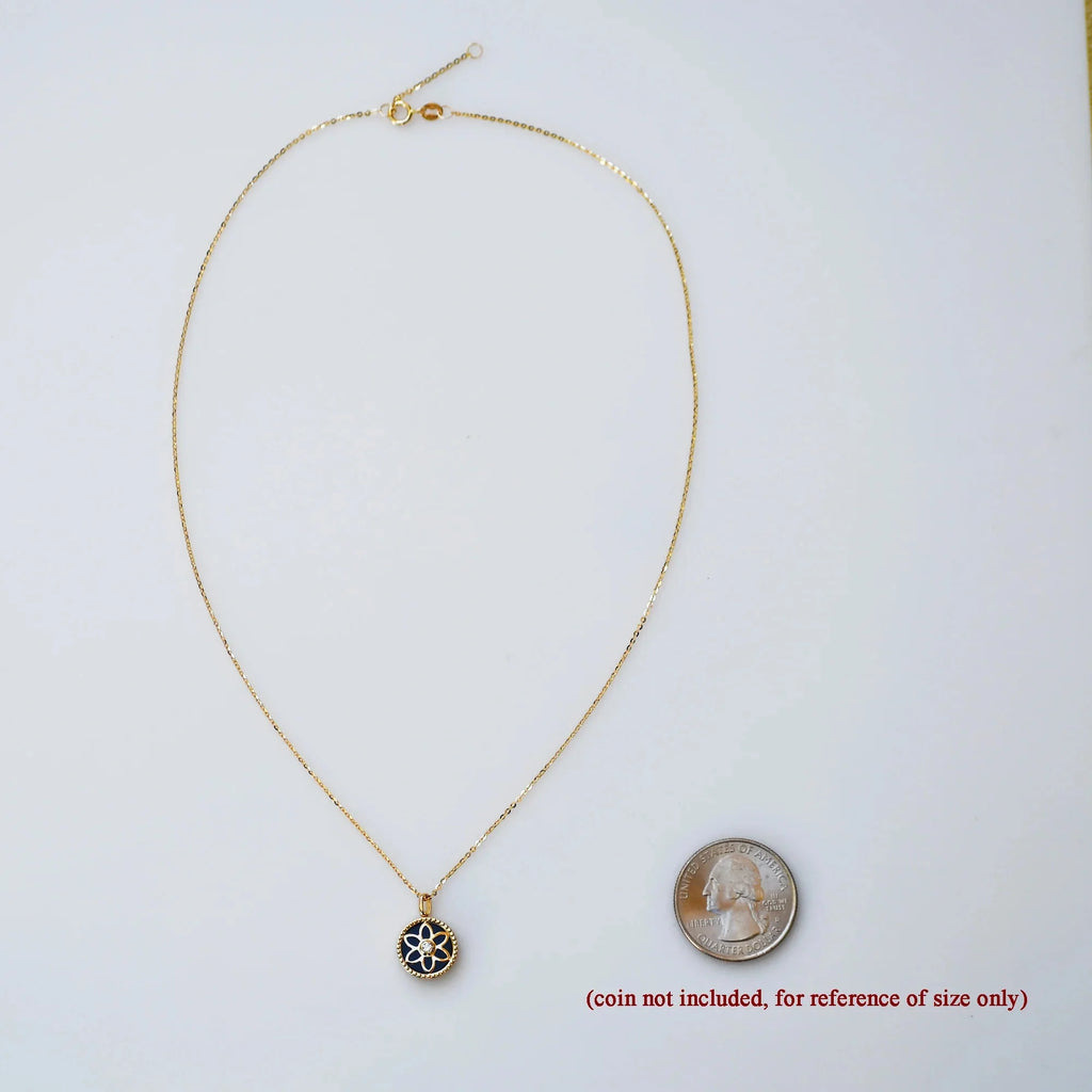 18k Yellow Gold Diamond Black Agate Necklace W945
