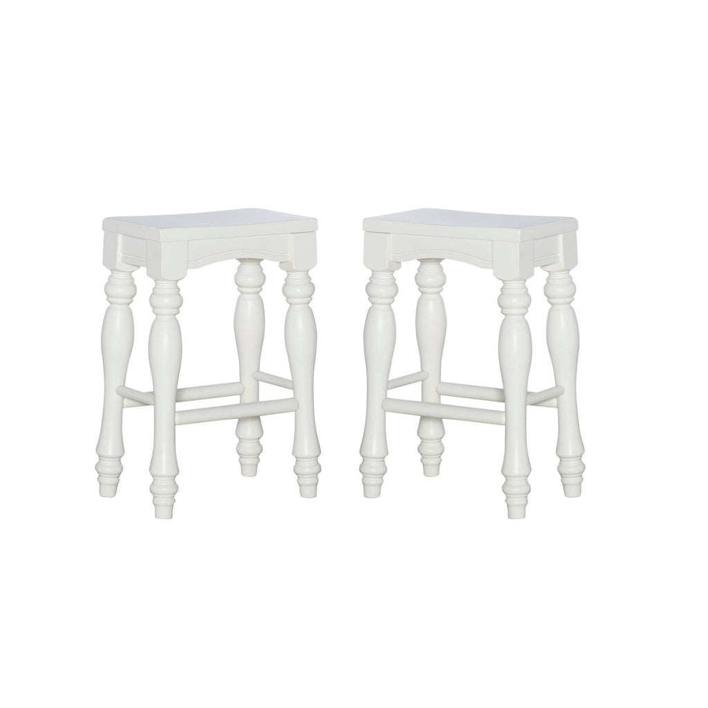Set of 2 White Counter Height Barstools P3459