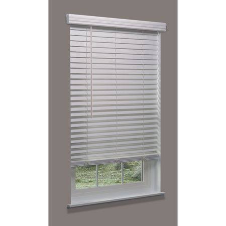 Cordless Faux Wood Blind, White, 64-1/4x22 M29039