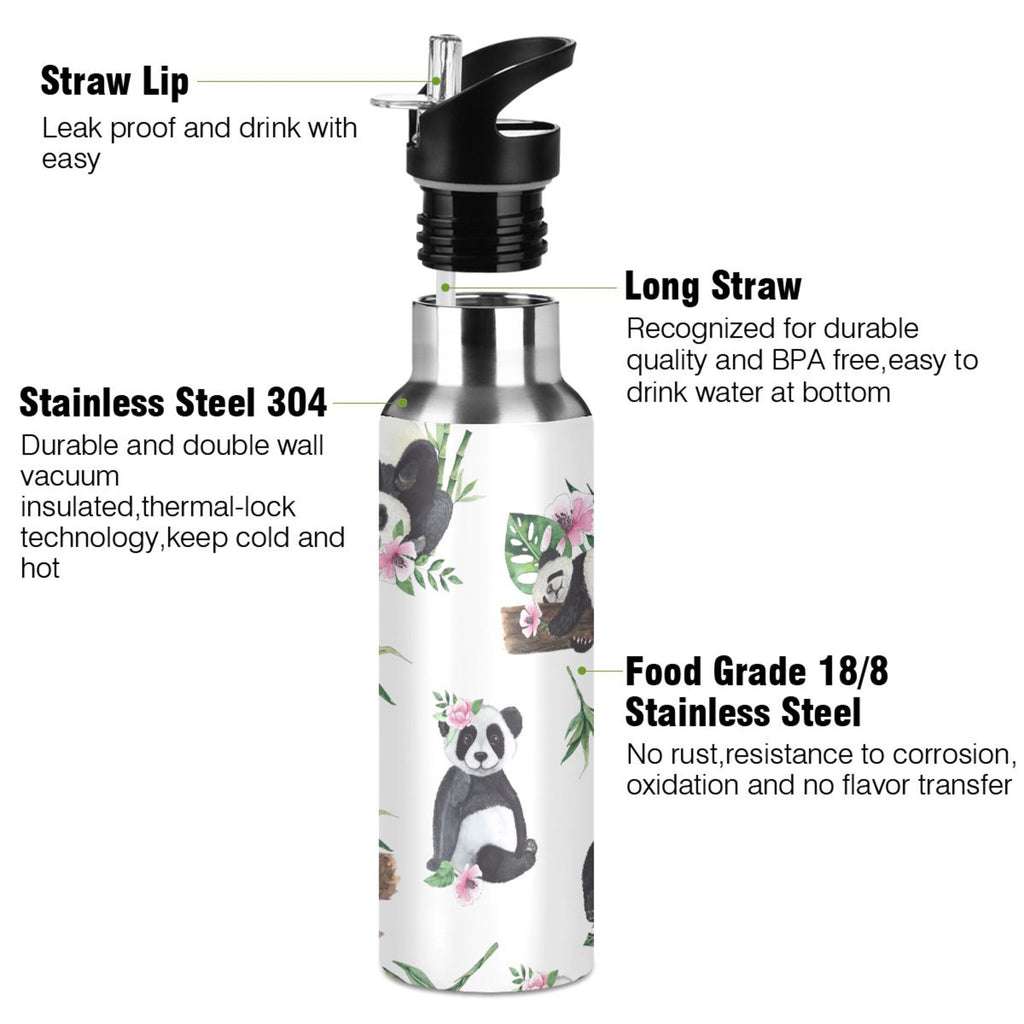 20 oz Insulated Stainless Steel Water Bottle with Straw Lid I612606