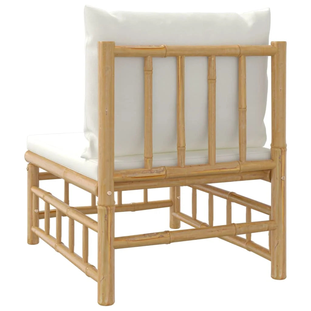 Bamboo Patio Sofa with White Cushions P2565