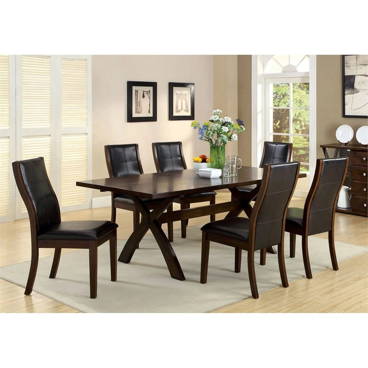 Black Faux Leather Padded Dining Chair Set of 2 C912987