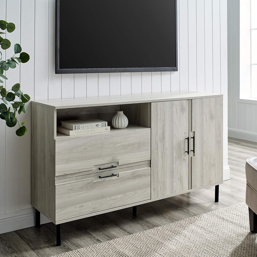 56 Dark Walnut Cabinet Door and 2 Drawer Storage Sideboard Buffet O56826