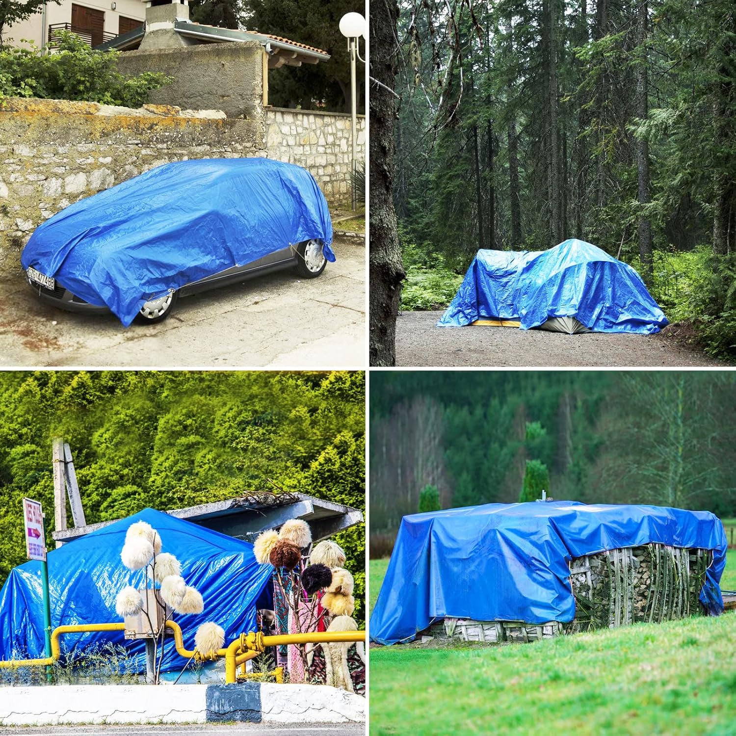 Blue Heavy Duty Waterproof 16 Mil Thick Tarpaulin with Metal Grommets 20x30 J170026