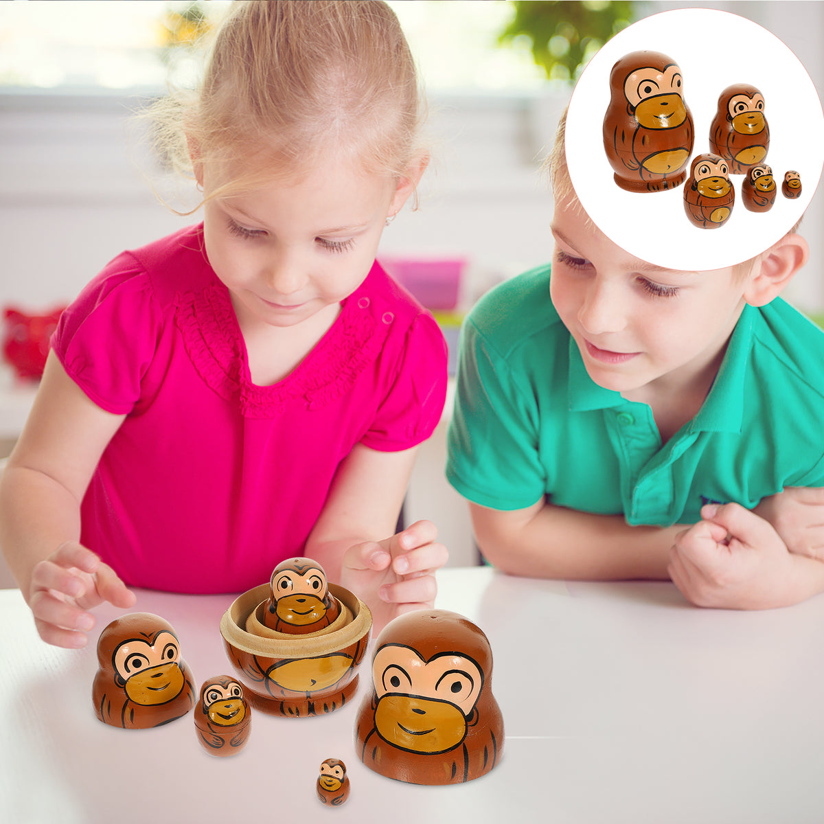 1 Set of Russian Matryoshka Dolls Monkey Stacking Dolls Nesting Dolls H4914