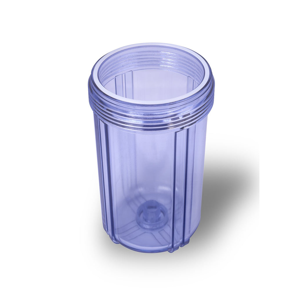10" Transparent Blue Housing for Whole House Water Filtration System, 1 Brass Port T48438