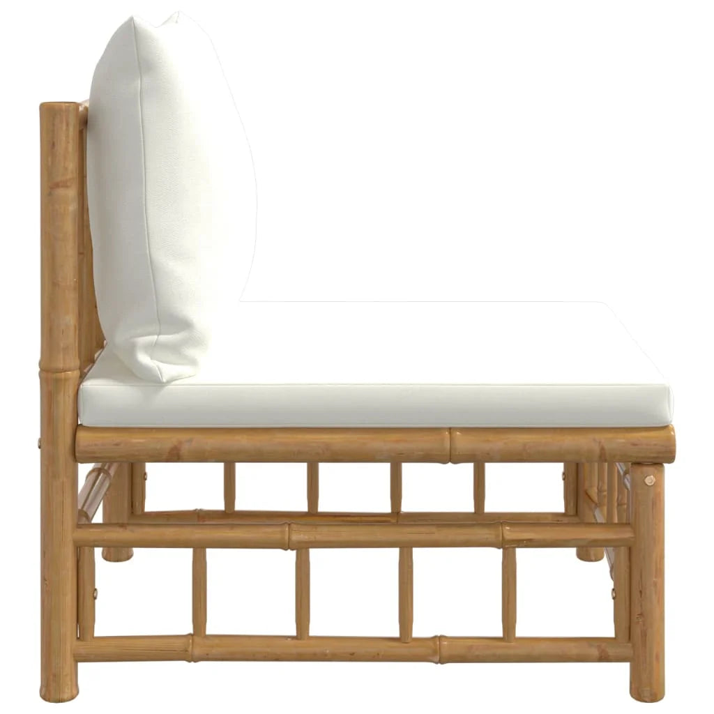 Bamboo Patio Sofa with White Cushions P2565