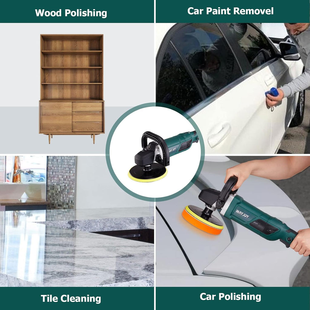 Rotary Car Polisher with 6” and 7“ Backing Plate, 4 Foam Pads N853415