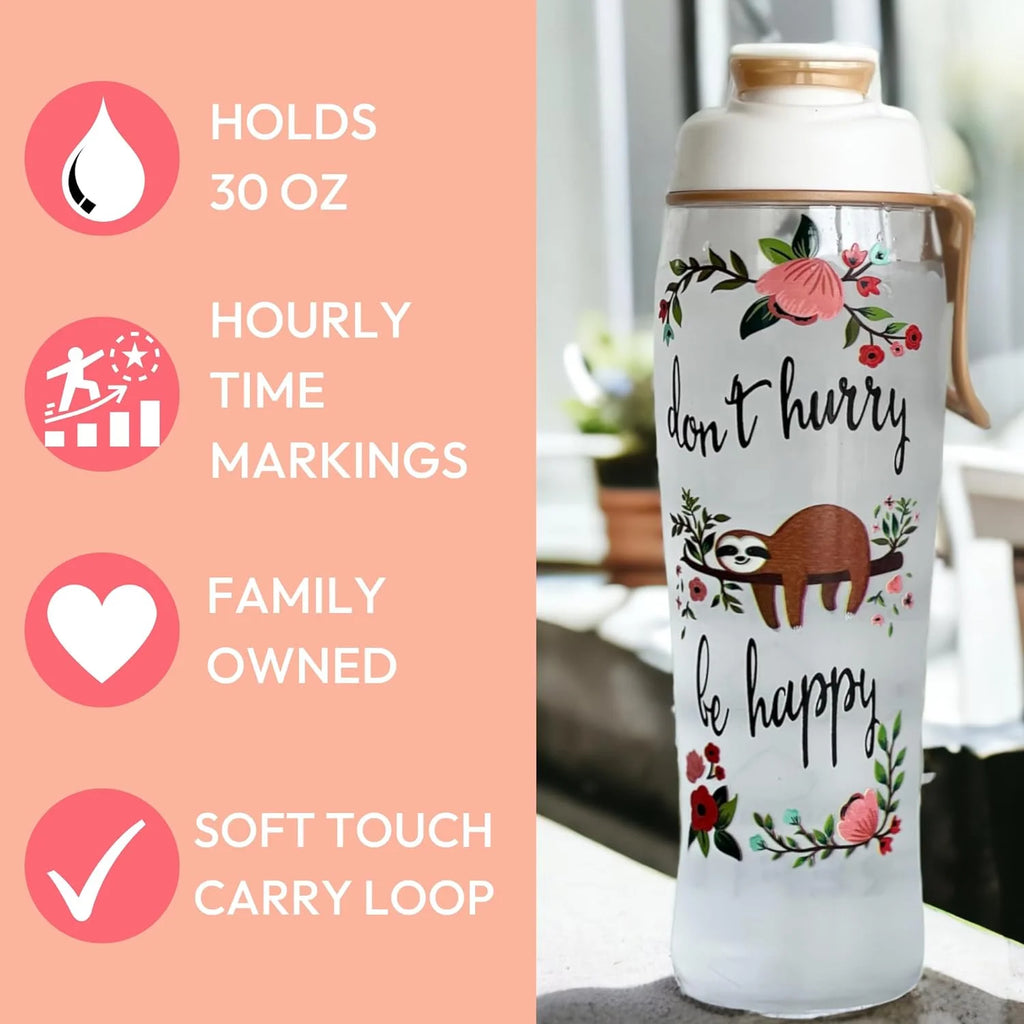 BPA Free Water Bottle with Time Marker and Chug Cap W57359