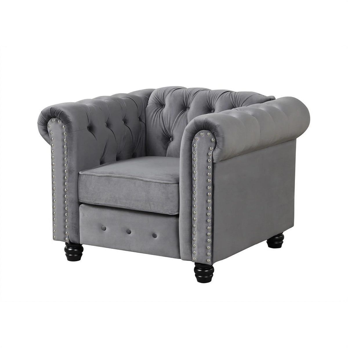 Gray Velvet Sofa Loveseat Armchair Set F823