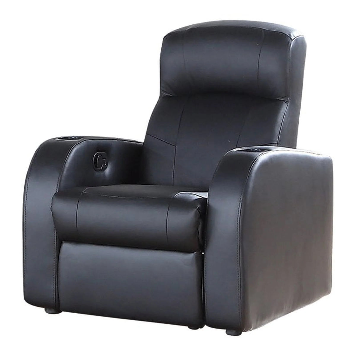 9-piece Leather Upholstered Recliner Set with Four Consoles Black Y8454