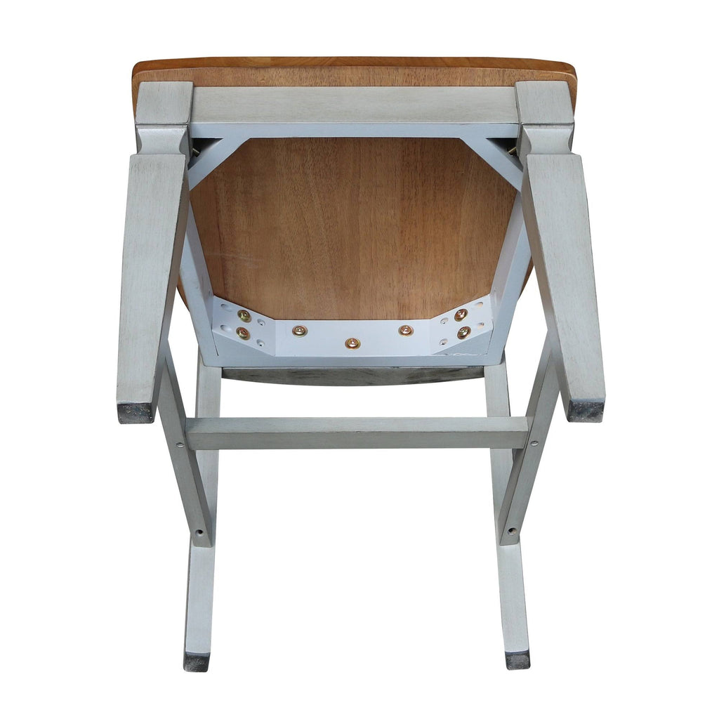 Slat Back Chairs, Set of 2, Hickory/Stone N6735