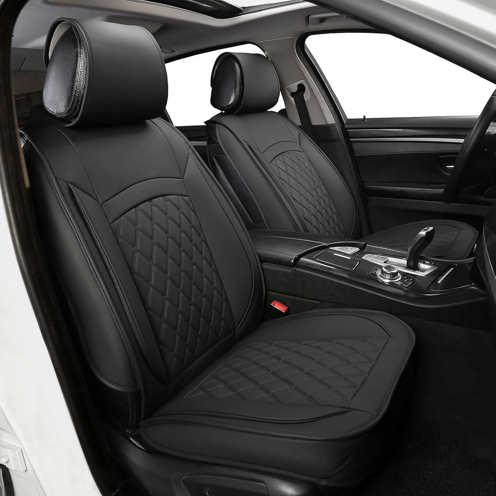 Black and Red Leather Car Seat Covers with 2 Backseat Storage K6646